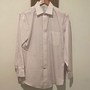 Brooks Brothers Men's Red Blue and White Checkered Dress Shirt